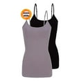thumbnail image 1 of M&M SCRUBS Women's Camisole Cotton Stretch Slim-Fit Cami Soft and Breathable Undershirt with Adjustable Strap Tank Top Multi Pack of 2 (Grey, Black) Small, 1 of 1