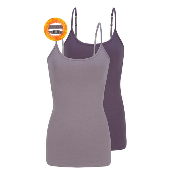 M&M SCRUBS Women's Camisole Cotton Stretch Slim-Fit Cami Soft and Breathable Undershirt with Adjustable Strap Tank Top Multi Pack of 2 (Grey Charcoal) Small