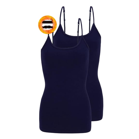 M&M SCRUBS Women's Camisole Cotton Stretch Slim-Fit Cami Soft and Breathable Undershirt with Adjustable Strap Tank Top Multi Pack of 2 (True Navy Blue) 2X-Large