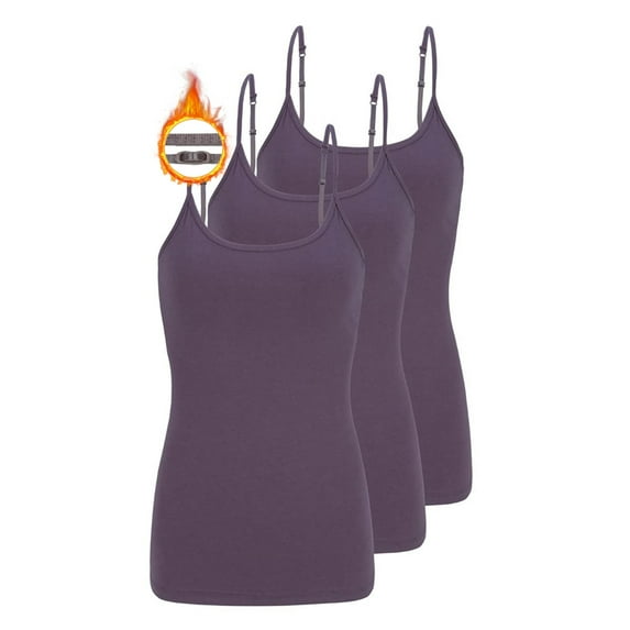 M&M SCRUBS Women's Camisole Cotton Stretch Slim-Fit Cami Soft and Breathable Undershirt with Adjustable Strap Tank Top Multi Pack of 3 (Charcoal) Small