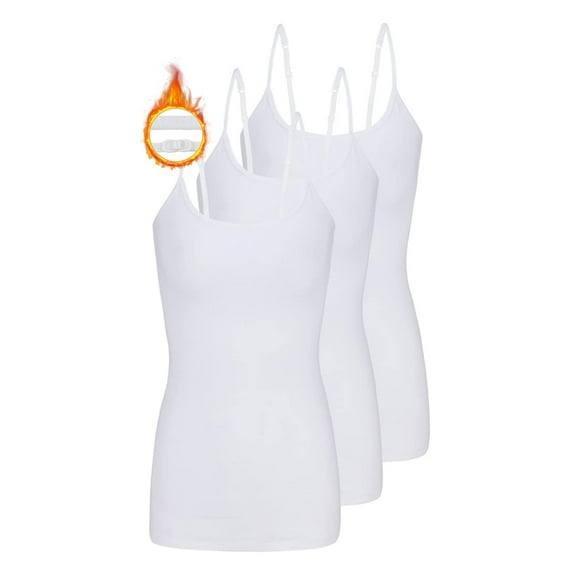 M&M SCRUBS Women's Camisole Cotton Stretch Slim-Fit Cami Soft and Breathable Undershirt with Adjustable Strap Tank Top Multi Pack of 3 (White) 2X-Large