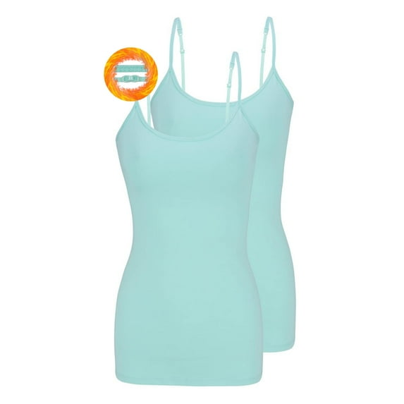M&M SCRUBS Women's Camisole Cotton Stretch Slim-Fit Cami Soft and Breathable Undershirt with Adjustable Strap Tank Top Multi Pack of 2 (Aqua) X-Small