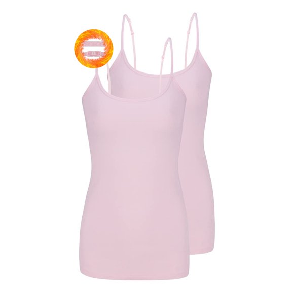 M&M SCRUBS Women's Camisole Cotton Stretch Slim-Fit Cami Soft and Breathable Undershirt with Adjustable Strap Tank Top Multi Pack of 2 (Pink) Medium
