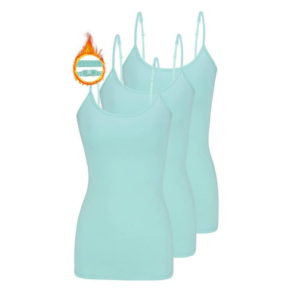 M&M SCRUBS Women's Camisole Cotton Stretch Slim-Fit Cami Soft and Breathable Undershirt with Adjustable Strap Tank Top Multi Pack of 3 (Aqua) X-Small