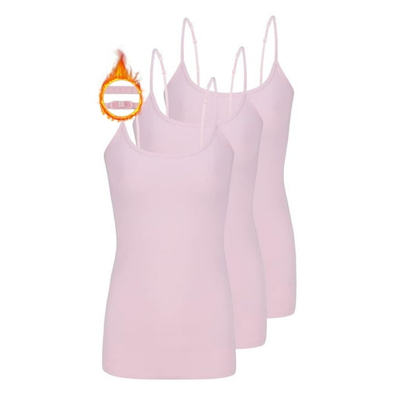 M&M SCRUBS Women's Camisole Cotton Stretch Slim-Fit Cami Soft and Breathable Undershirt with Adjustable Strap Tank Top Multi Pack of 3 (Pink) Small
