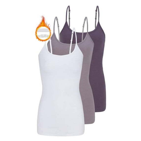 M&M SCRUBS Women's Camisole Cotton Stretch Slim-Fit Undershirt with Adjustable Strap Tank Top Multi 3 Pack (White, Hg, Hc) Small
