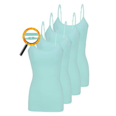 M&M SCRUBS Women's Camisole Cotton Stretch Undershirt with Adjustable Strap Tank Top 4 Pack (Aqua) Small