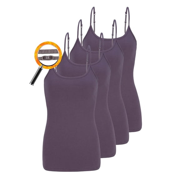 M&M SCRUBS Women's Camisole Cotton Stretch Undershirt with Adjustable Strap Tank Top 4 Pack (Charcoal) Small