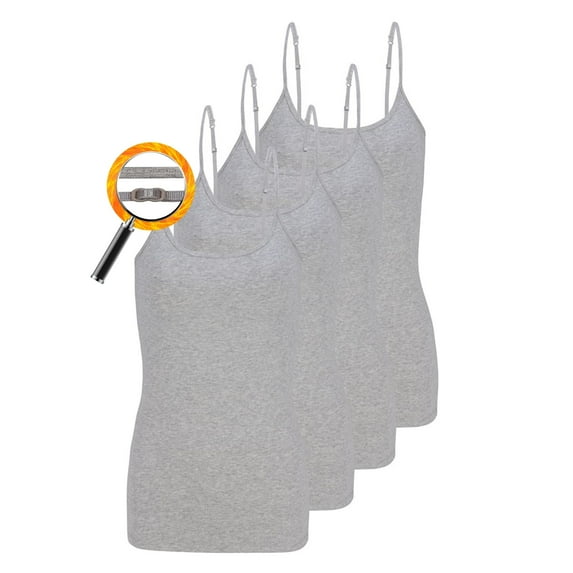 M&M SCRUBS Women's Camisole Cotton Stretch Undershirt with Adjustable Strap Tank Top 4 Pack (Heather Charcoal) Small