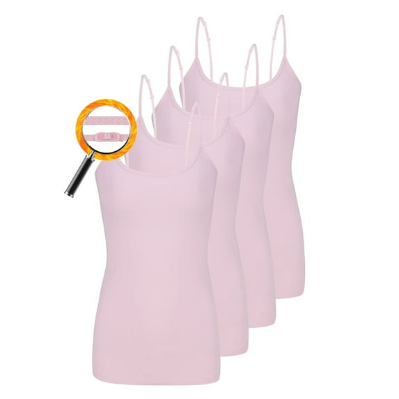 M&M SCRUBS Women's Camisole Cotton Stretch Undershirt with Adjustable Strap Tank Top 4 Pack (Pink) X-Large