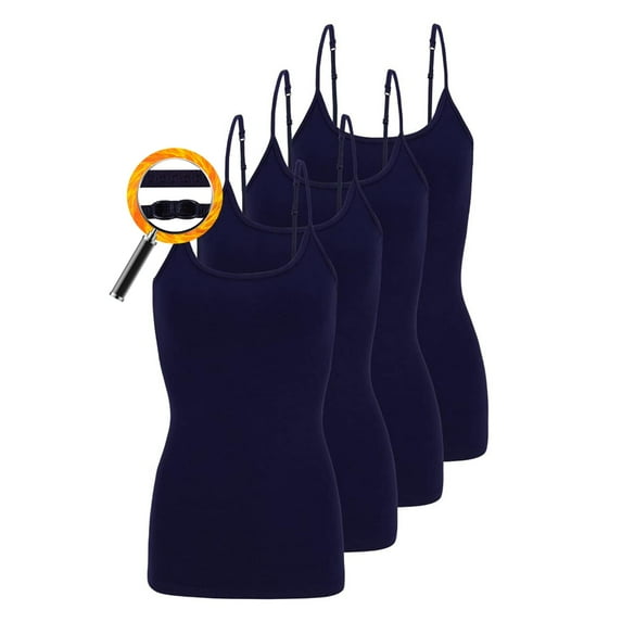 M&M SCRUBS Women's Camisole Cotton Stretch Undershirt with Adjustable Strap Tank Top 4 Pack (True Navy Blue) 2X-Large