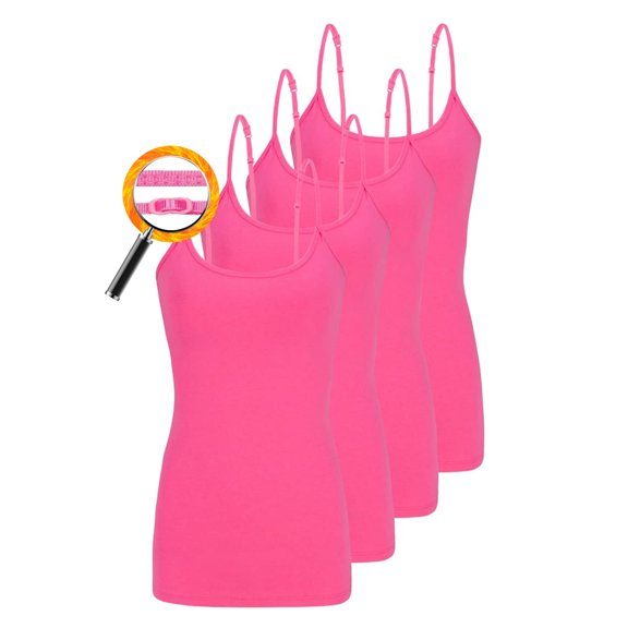 M&M SCRUBS Women's Camisole Cotton Stretch Undershirt with Adjustable Strap Tank Top 4 Pack (White, Grey, Charcoal, Black) Small