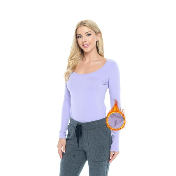 M&M SCRUBS Women's Long Sleeve Scoop-Neck T-Shirt Under Scrub (Lavender, Small)