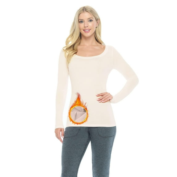 M&M SCRUBS Women's Long Sleeve Scoop-Neck T-Shirt Under Scrub (Nude, Small)