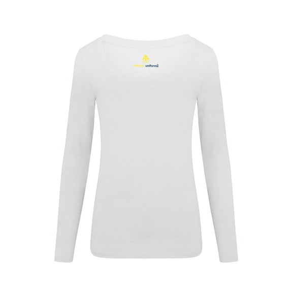 M&M SCRUBS Women's Long Sleeve Scoop-Neck T-Shirt Under Scrub (White, X-Small)