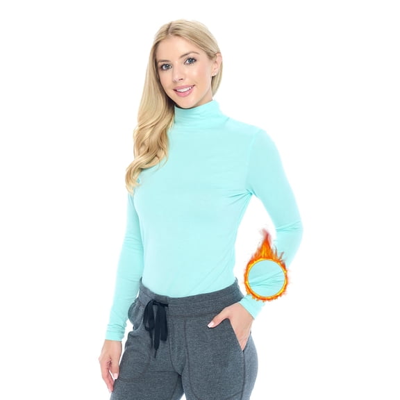 M&M SCRUBS Women's Long Sleeve Turtle-Neck T-Shirt Under Scrub (Aqua, Small)
