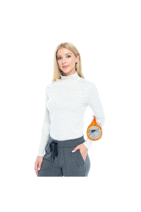 Women's Long Sleeve Turtle-Neck T-Shirt Under Scrub (Heather Grey, Medium)