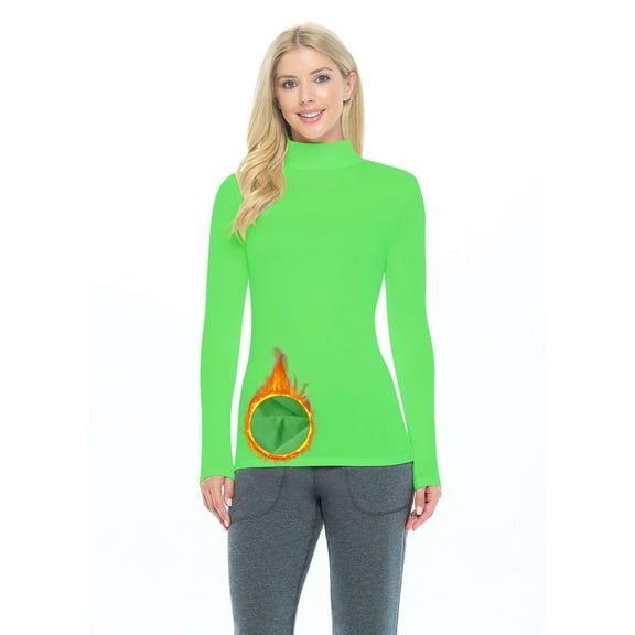 M&M SCRUBS Women's Long Sleeve Turtle-Neck T-Shirt Under Scrub (Lime Green, Large)