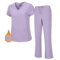 thumbnail image 1 of M&M SCRUBS Women's PETITE Scrub Set Breathable Cool Stretch Fabric Scrub Top and cargo Pant Set (Lavender, X-Small-Petite), 1 of 6
