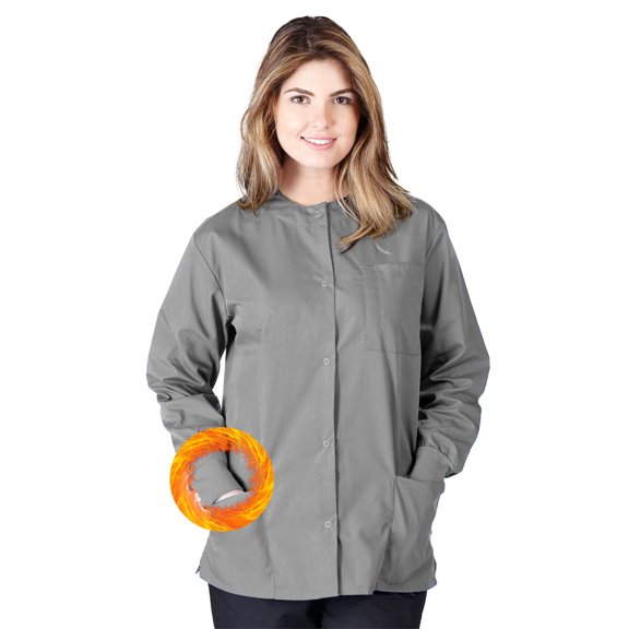M&M SCRUBS Women's Scrub Jacket Warm Up Lightweight Medical Scrub Jacket - Pack of 12 Set (Gray, X-Small)