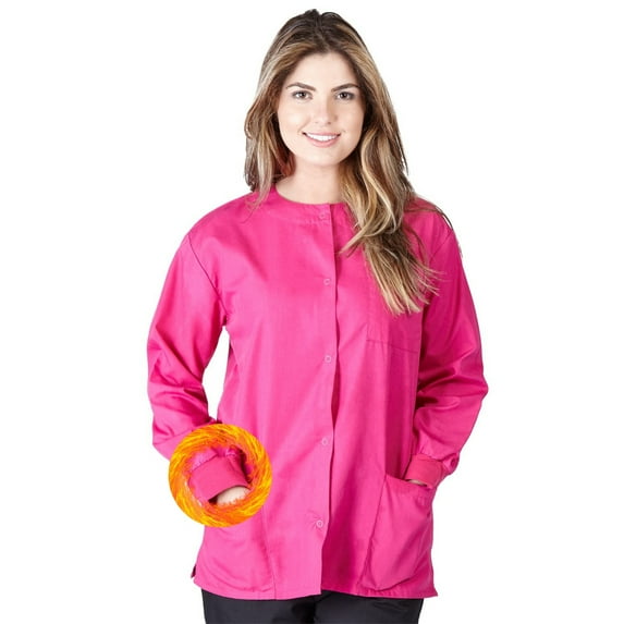 M&M SCRUBS Women's Scrub Jacket Warm Up Lightweight Medical Scrub Jacket - Pack of 12 Set (Hot Pink, Small)