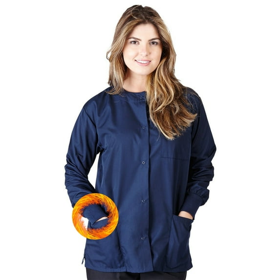 M&M SCRUBS Women's Scrub Jacket Warm Up Lightweight Medical Scrub Jacket - Pack of 12 Set (True Navy Blue, X-Small)