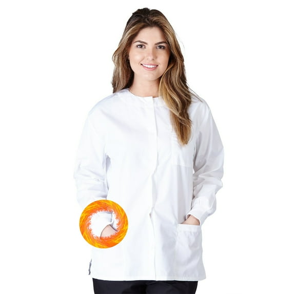 M&M SCRUBS Women's Scrub Jacket Warm Up Lightweight Medical Scrub Jacket - Pack of 12 Set (White, Small)