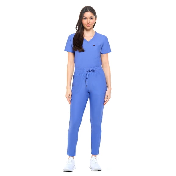 M&M SCRUBS Women's Scrub Set Ultra Stretch Form Fitting Scrubs for Women Set (Ceil Blue, 2X-Large)