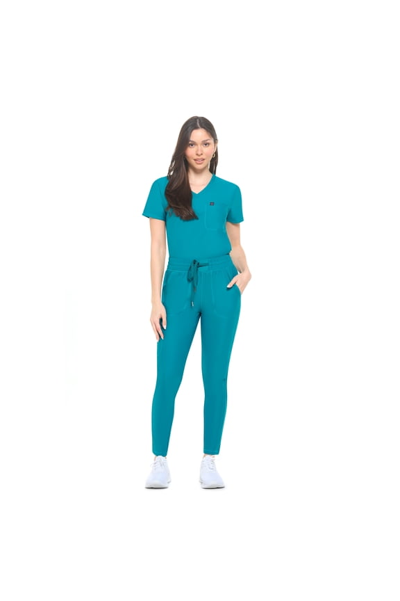 Women's Scrub Set Ultra Stretch Form Fitting Scrubs for Women Set (Teal, X-Large)