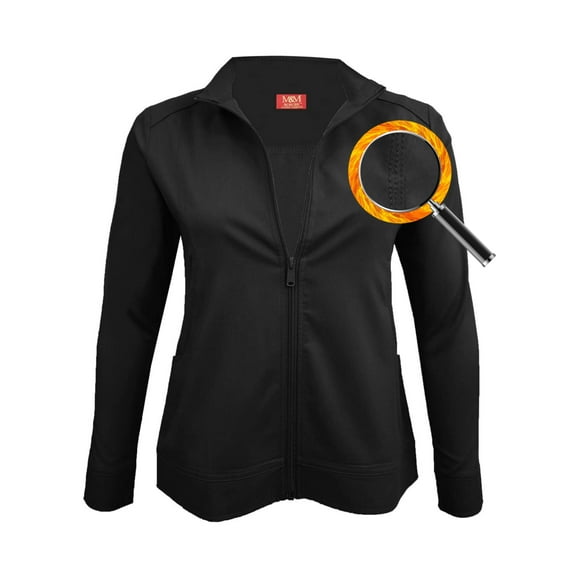 M&M SCRUBS Women's Ultra Soft Front Zip Warm-Up Scrub Jacket 5200 (Black, Small)