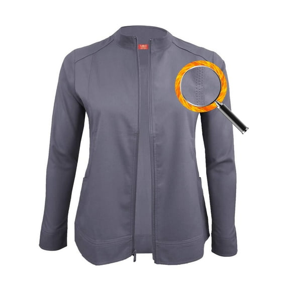 M&M SCRUBS Women's Ultra Soft Front Zip Warm-Up Scrub Jacket 5200 (Charcoal, 2X-Large)