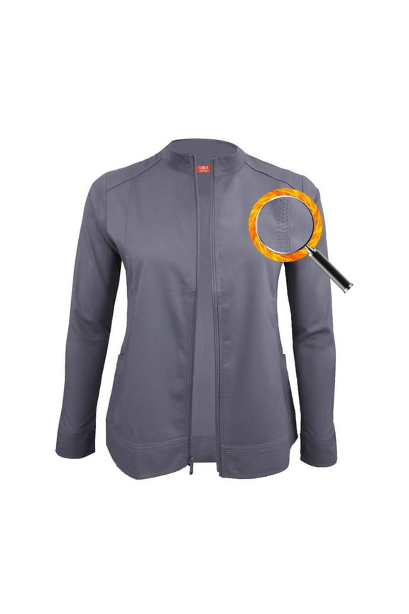 Women's Ultra Soft Front Zip Warm-Up Scrub Jacket 5200 (Charcoal, Large)