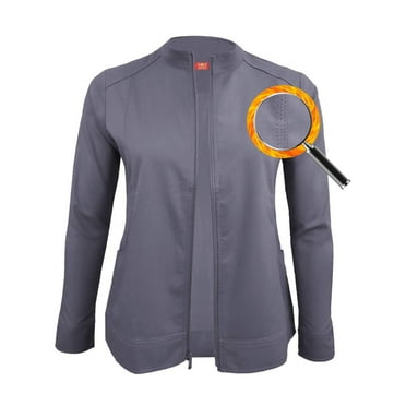 M&M SCRUBS Women's Ultra Soft Front Zip Warm-Up Scrub Jacket 5200 (Charcoal, X-Large)