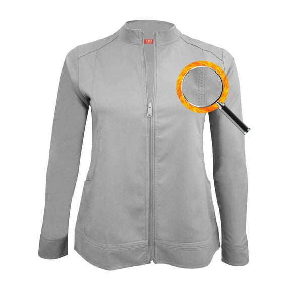 M&M SCRUBS Women's Ultra Soft Front Zip Warm-Up Scrub Jacket 5200 (Grey, X-Large)