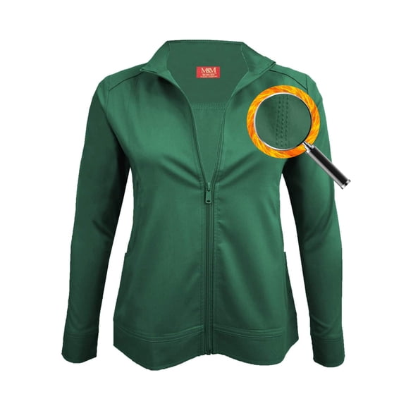 M&M SCRUBS Women's Ultra Soft Front Zip Warm-Up Scrub Jacket 5200 (Hunter Green, X-Large)