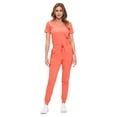 thumbnail image 1 of M&M SCRUBS Women’s Ultra-Soft Luxe Stretch Jogger Scrub Set V-Neck Top & Jogger Pants with Pockets - Regular & Petite Size (Coral, Medium-Petite), 1 of 5