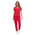 thumbnail image 1 of M&M SCRUBS Women’s Ultra-Soft Luxe Stretch Jogger Scrub Set V-Neck Top & Jogger Pants with Pockets - Regular & Petite Size (Red, X-Large), 1 of 4