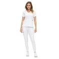thumbnail image 1 of M&M SCRUBS Women’s Ultra-Soft Luxe Stretch Jogger Scrub Set V-Neck Top & Jogger Pants with Pockets - Regular & Petite Size (White, Large-Petite), 1 of 3