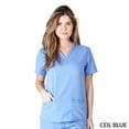 thumbnail image 1 of M&M SCRUBS Women's Ultra Soft Stretch Drop-Neck 2 Pocket Scrub Top 8117 (Ceil Blue, Medium), 1 of 3