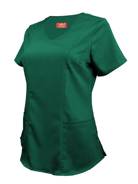 Women's Ultra Soft Stretch Mock Wrap Scrub Top 8201 (Hunter Green, Large)
