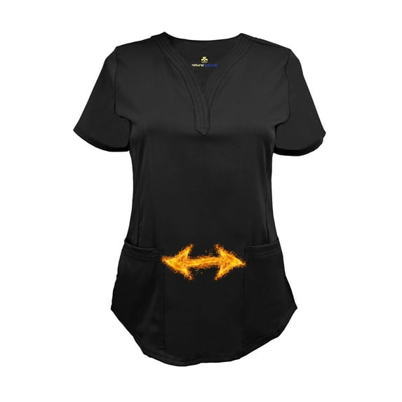 M&M SCRUBS Women's Ultra Soft Stretch Mock Wrap Scrub Top and Pants 82019200 (Black, Large)