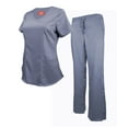 thumbnail image 1 of M&M SCRUBS Women's Ultra Soft Stretch Mock Wrap Scrub Top and Pants 82019200 (Charcoal, X-Large), 1 of 4
