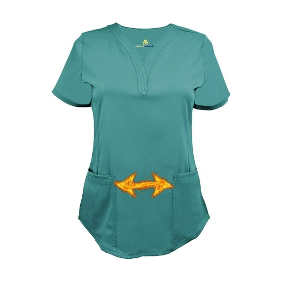 M&M SCRUBS Women's Ultra Soft Stretch Mock Wrap Scrub Top and Pants 82019200 (Teal, Large)