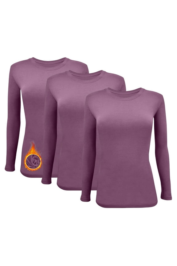 Women's Underscrub Tee Crew Neck Long Sleeve T-Shirt- 3 Pack (Argyle Purple, Large)
