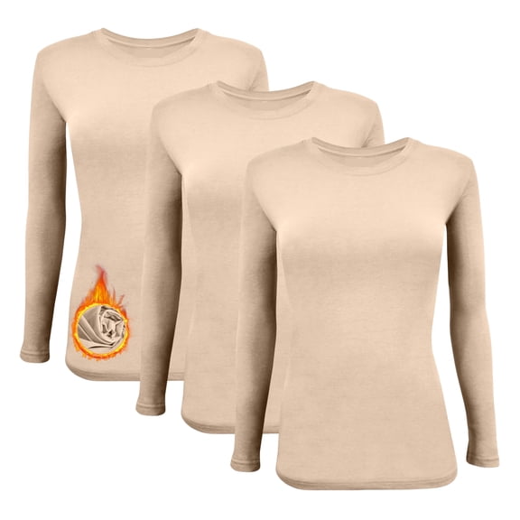M&M SCRUBS Women's Underscrub Tee Crew Neck Long Sleeve T-Shirt- 3 Pack (Sun Kiss, X-Large)