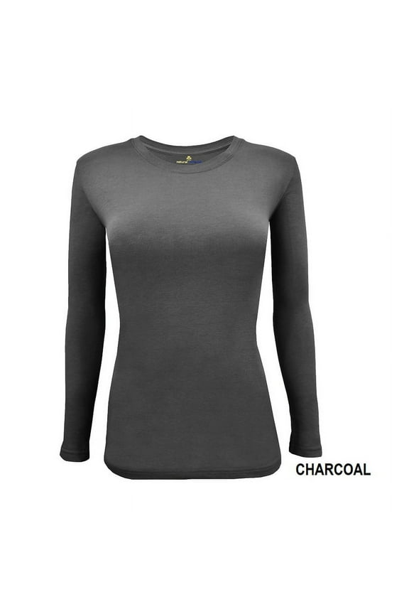 Women's Underscrub Tee Crew Neck Long Sleeve T-Shirt (Charcoal, Small)