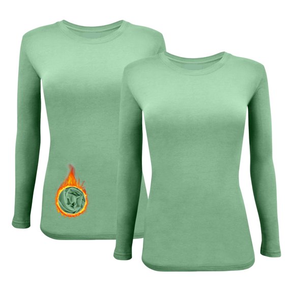 M&M SCRUBS Women's Underscrub Tee Crew Neck Long Sleeve T-Shirt Pack of 2 (Meadow Green, X-Small)