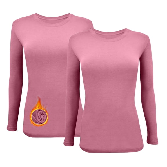 M&M SCRUBS Women's Underscrub Tee Crew Neck Long Sleeve T-Shirt Pack of 2 (Rose, Small)