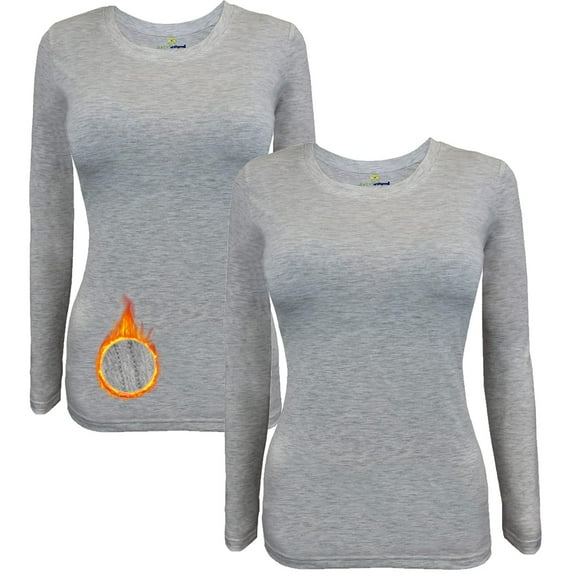 M&M SCRUBS Women's Underscrub Tee Crew Neck Long Sleeve T-Shirt Pack of 2