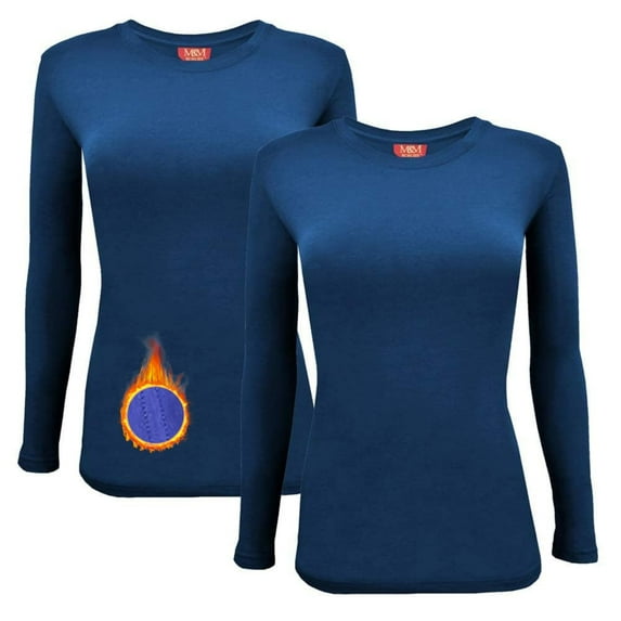 M&M SCRUBS Women's Underscrub Tee Crew Neck Long Sleeve T-Shirt Pack of 2